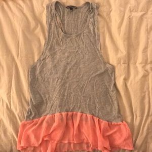 Sweet grey racer back tank with pink grill trim